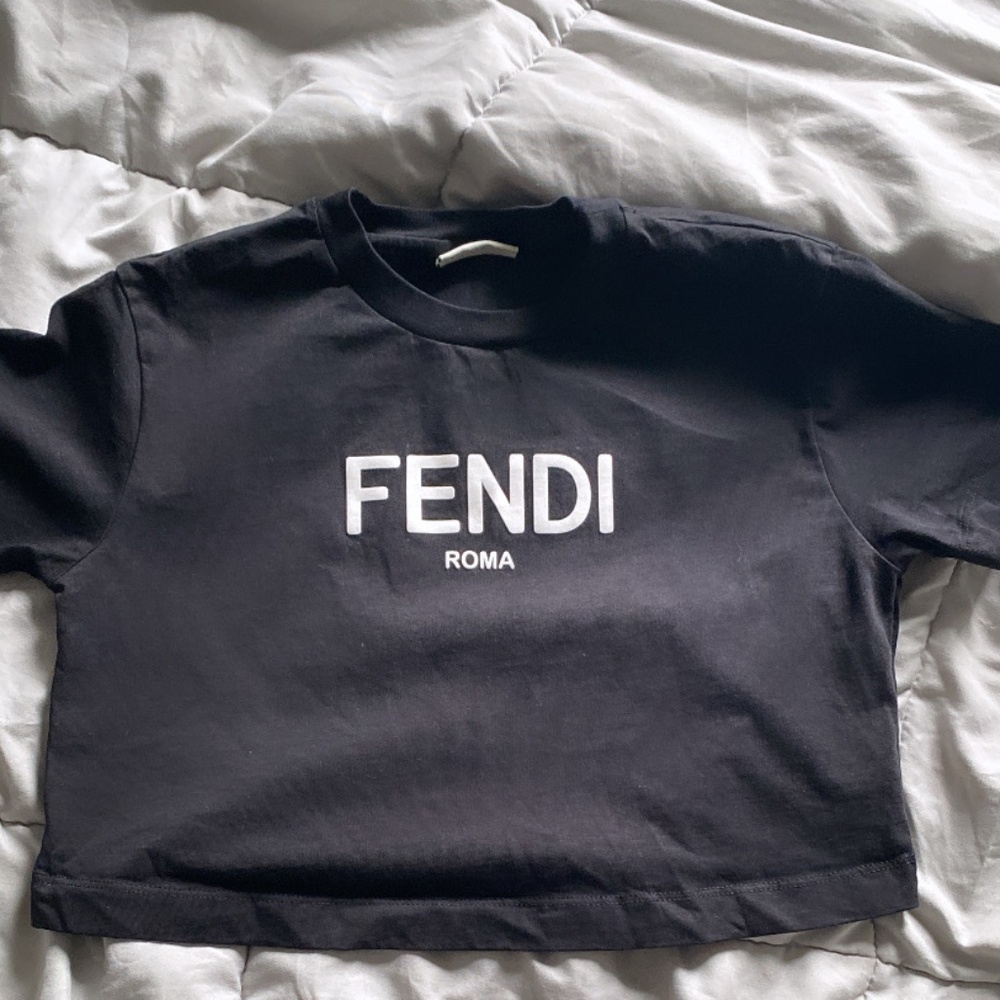 Fendi Kids Black Logo Crop Top Size 10